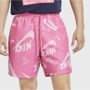Nike Mens Pink Nylon Just Do It Allover Print Shorts Size Medium